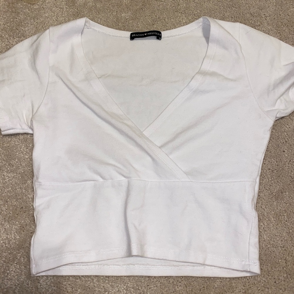 Brandy Melville white cross front crop top